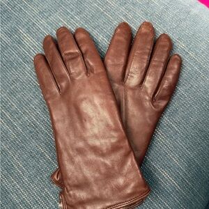 Vintage Brown Leather Gloves/Fur Lined